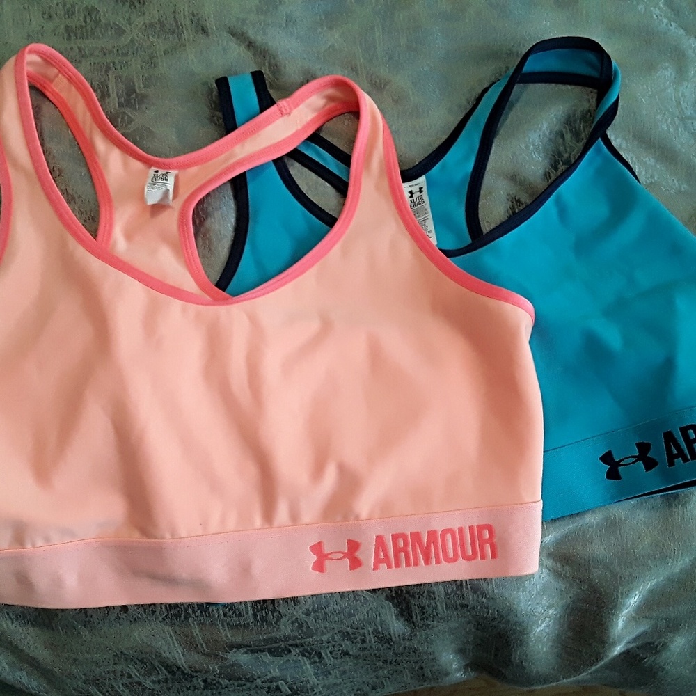 Bundle of 2 UnderArmor racer  Sports Bras Like New